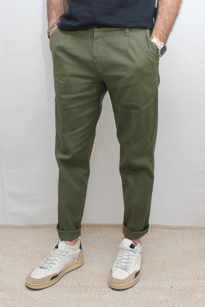Pantalone pinces in cotone lino verde Seipuntozerostore - Seipuntozerostore