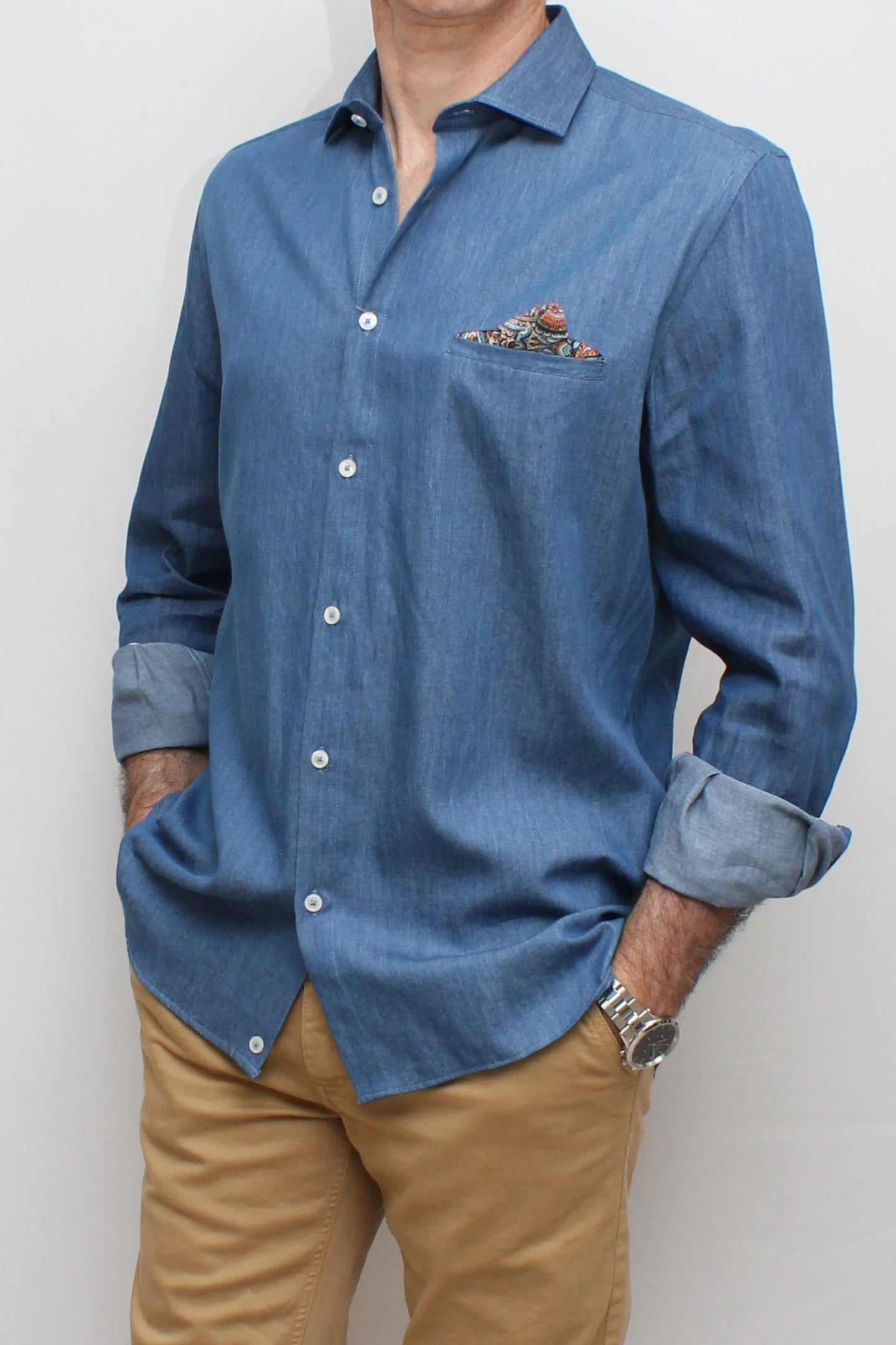 Camicia Jeans con Pochette e dettagli in tessuto V2 - Seipuntozerostore