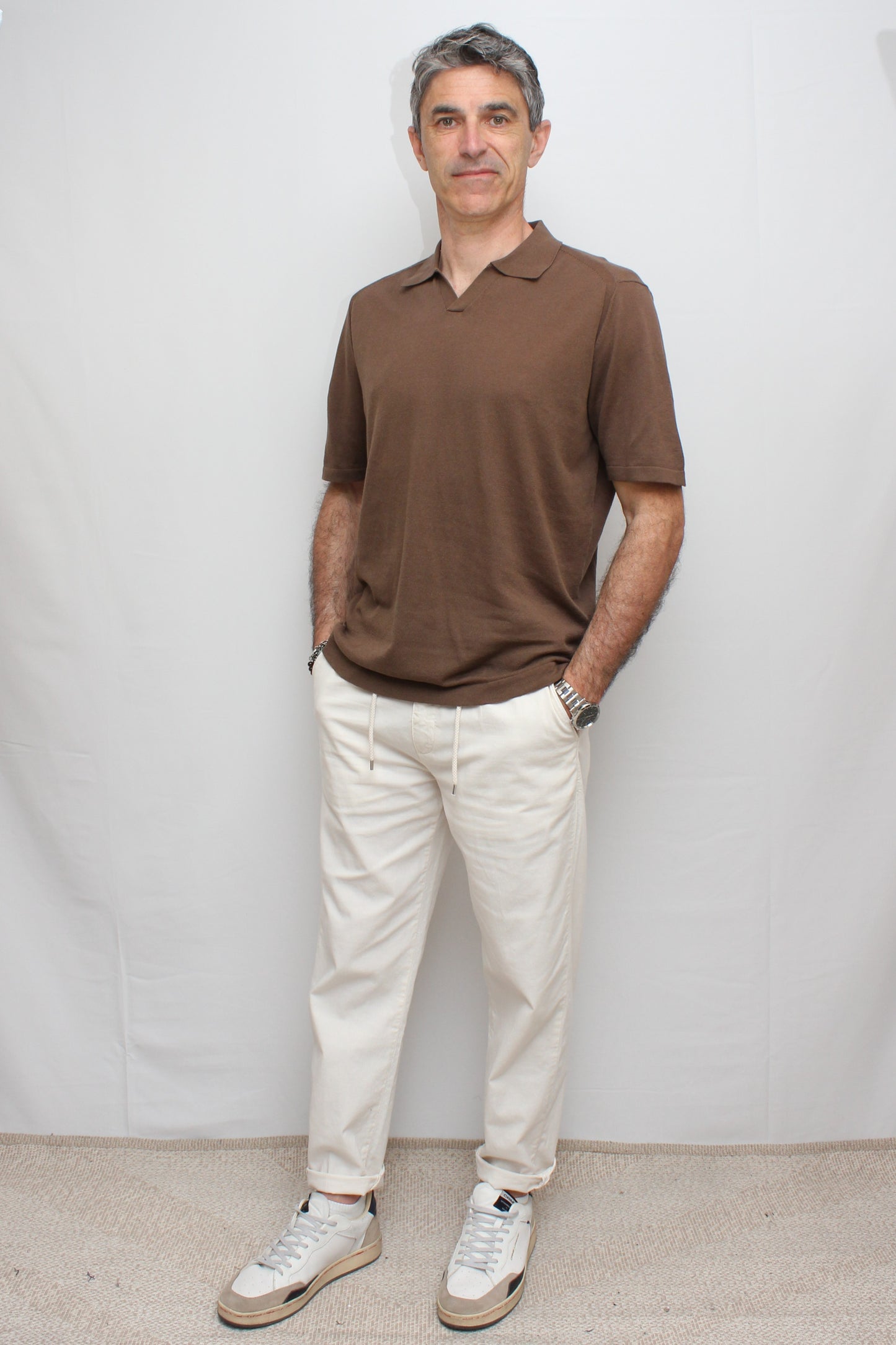 Pantalone chinos lino latte Berna