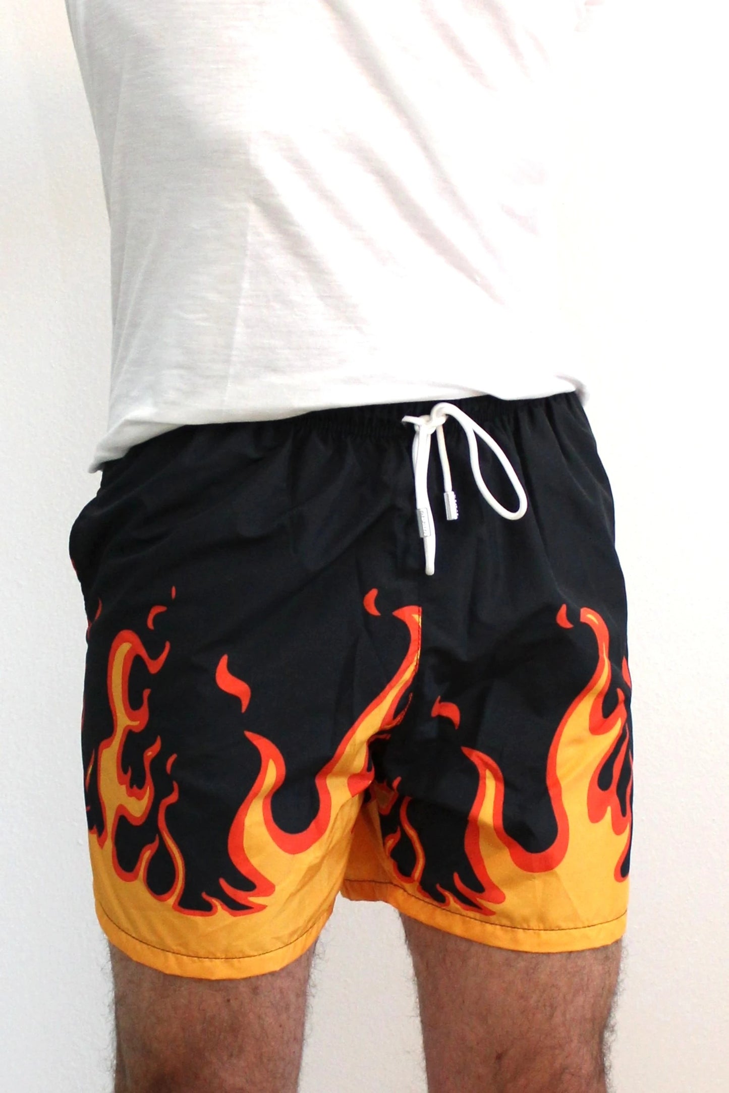 Costume Mare Uomo Stampa Flame Nero/Arancio Berna - Seipuntozerostore