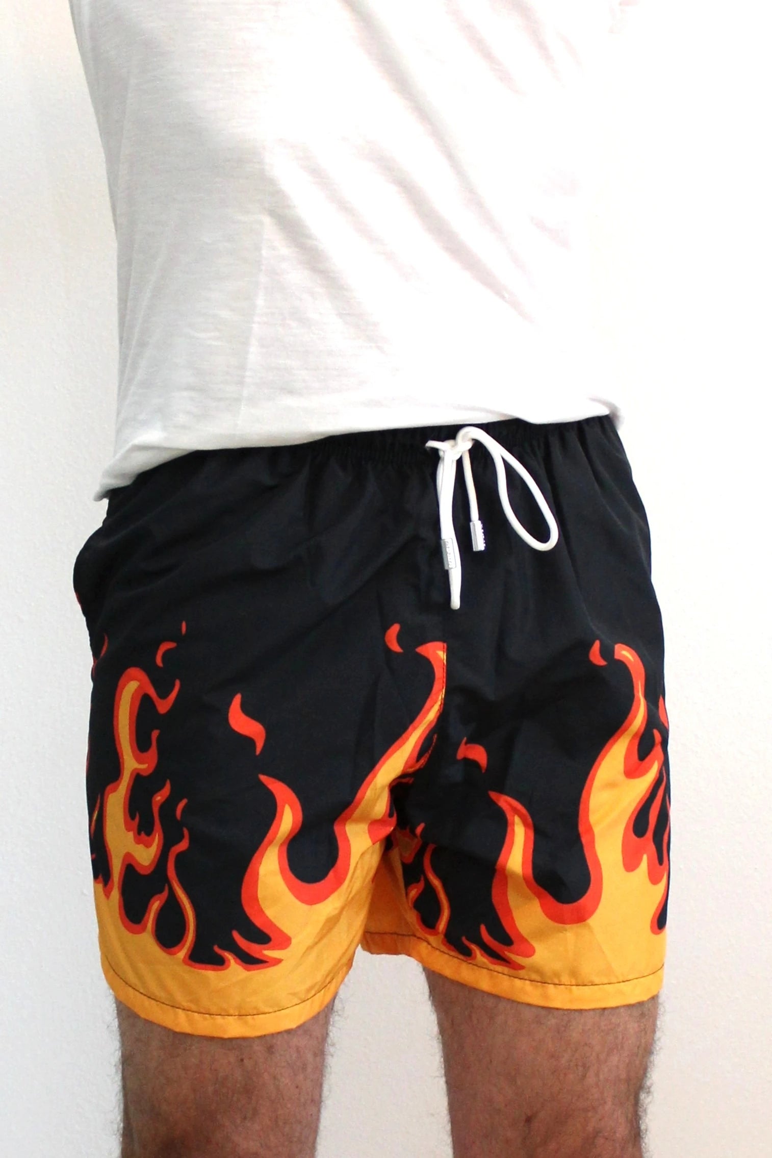 Costume Mare Uomo Stampa Flame Nero/Arancio Berna - Seipuntozerostore