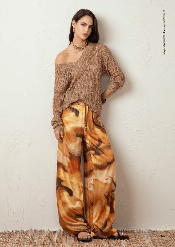 Maglia scollo a V in lurex nocciola Markup - Seipuntozerostore