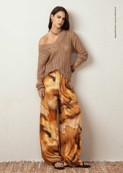 Maglia scollo a V in lurex nocciola Markup - Seipuntozerostore
