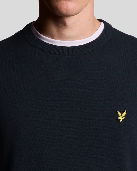 Maglione girocollo in cotone Verde Blu Dark Navy Lyle & Scott - Seipuntozerostore