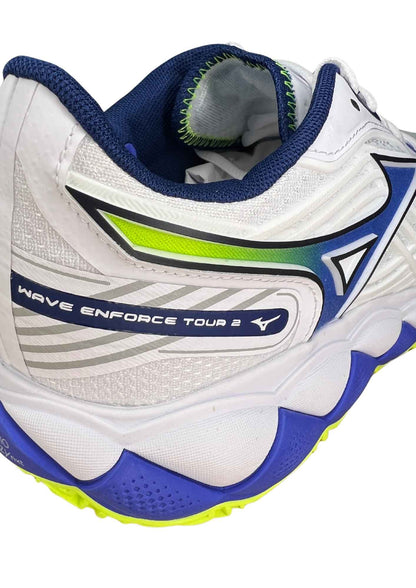 Scarpa da Tennis Padel Wave Enforce Tour 2 bianco blu lime CC Mizuno - Seipuntozerostore