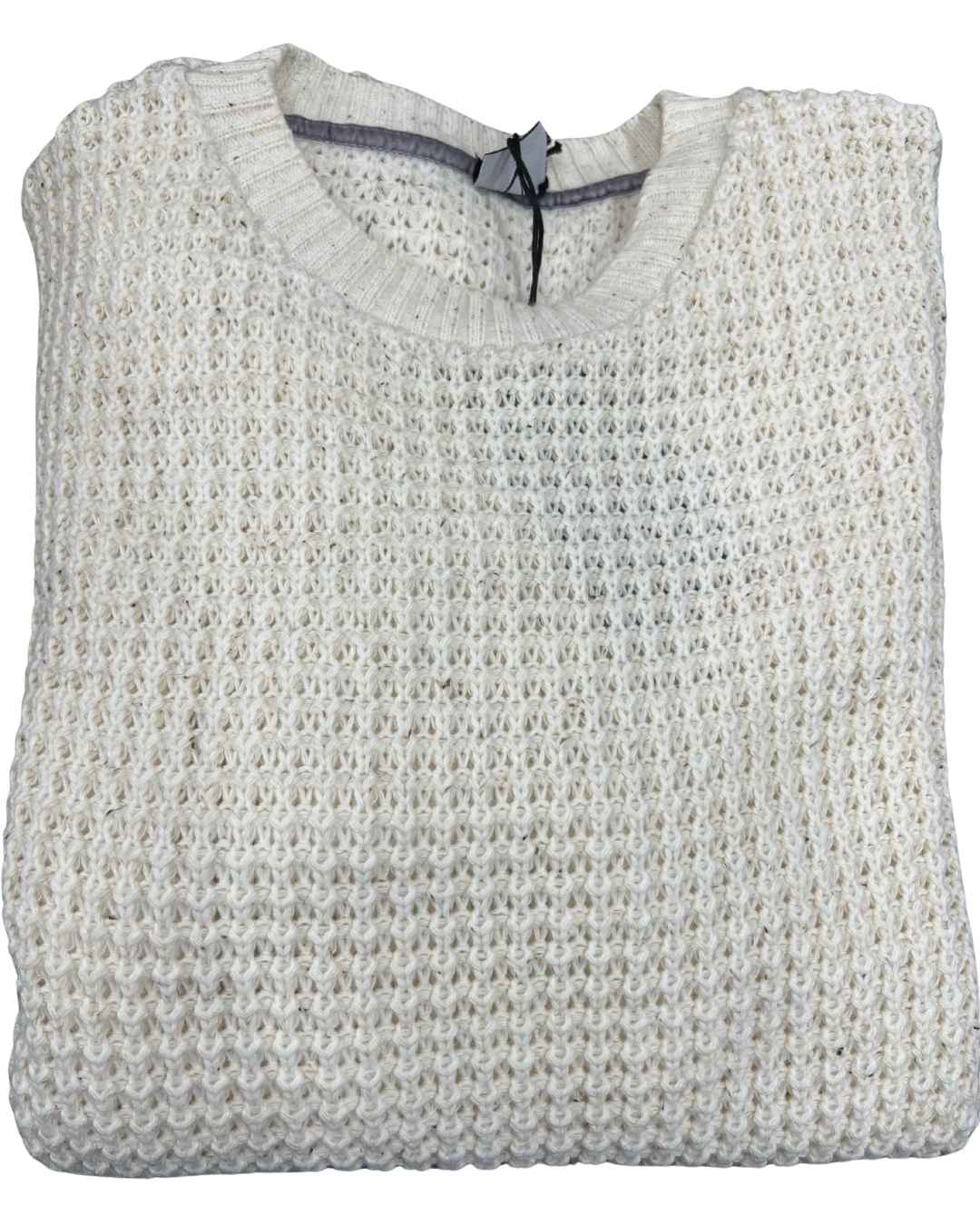 Maglione Perlato panna con toppe sulle maniche V2 - Seipuntozerostore