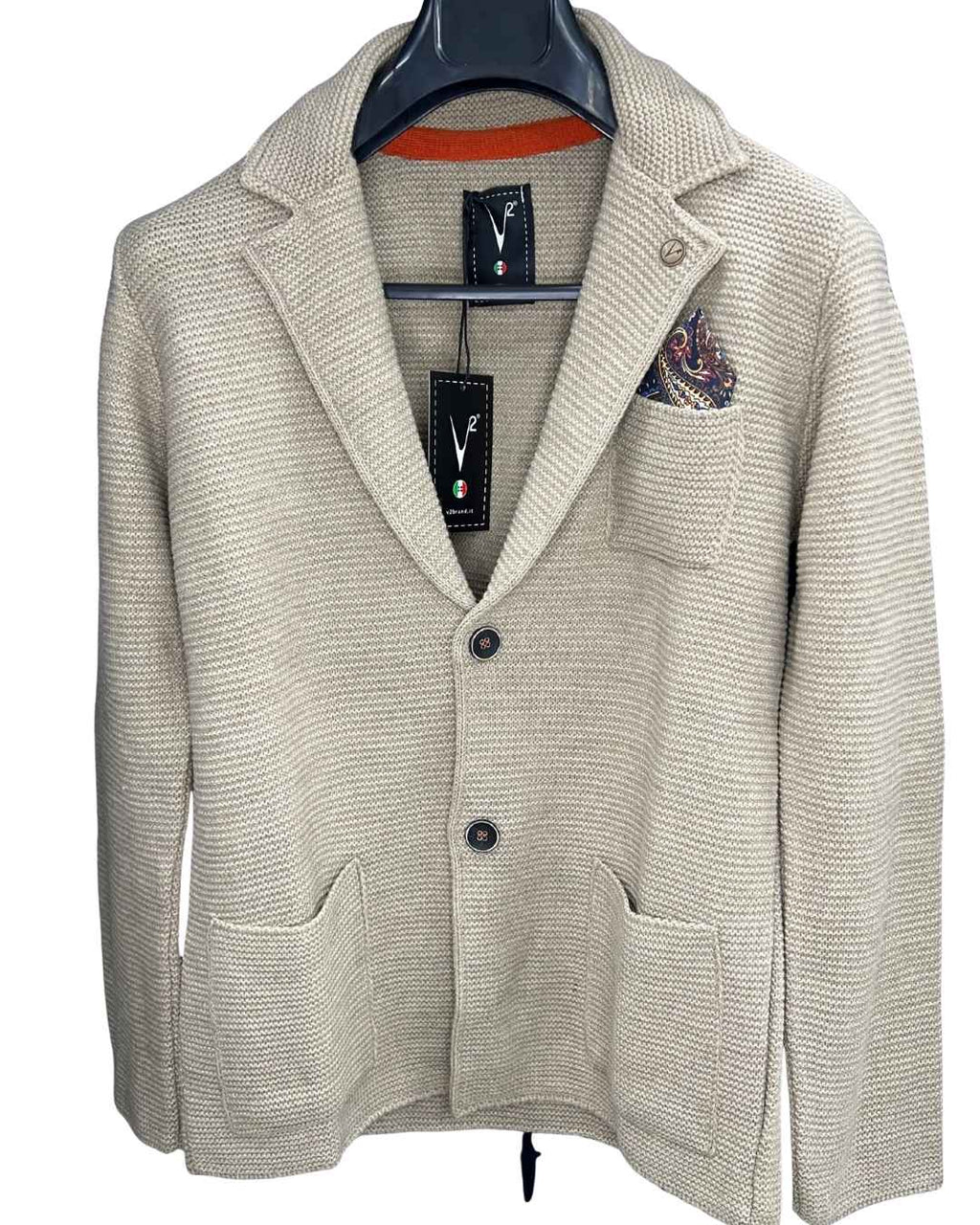 Giacca Monopetto Links tortora con interno collo e pochette in tessuto V2 - Seipuntozerostore