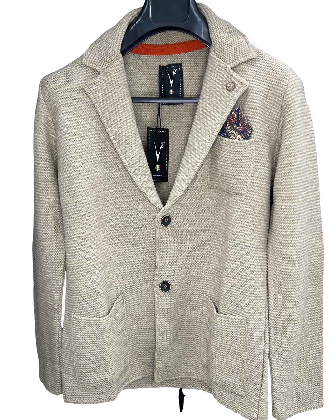 Giacca Monopetto Links tortora con interno collo e pochette in tessuto V2 - Seipuntozerostore
