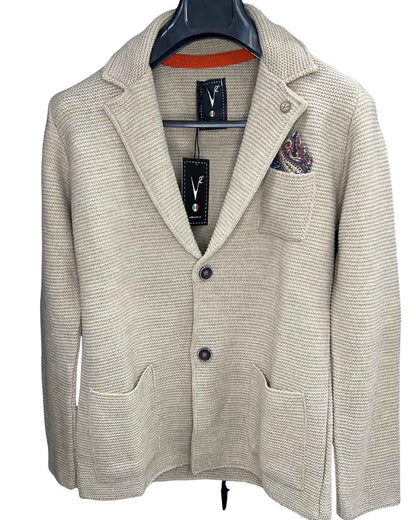 Giacca Monopetto Links tortora con interno collo e pochette in tessuto V2 - Seipuntozerostore