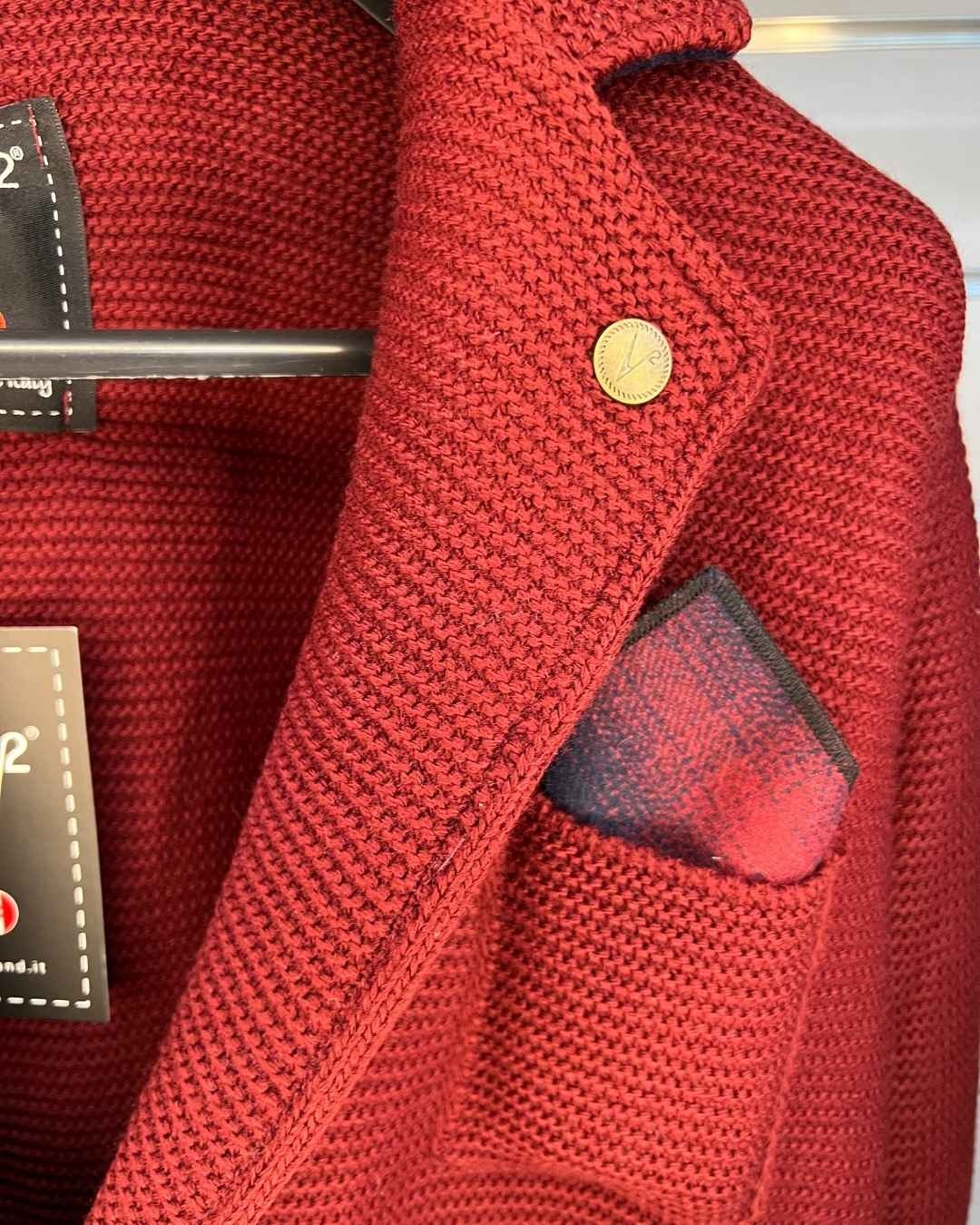 Giacca Monopetto Links bordeaux con interno collo e pochette in tessuto V2 - Seipuntozerostore