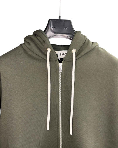 Felpa Zip hoodie logata sportswear verde militare Berna - Seipuntozerostore