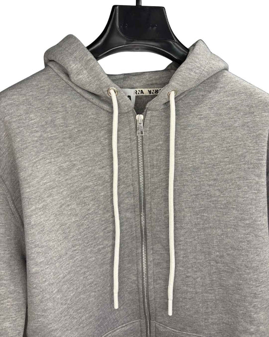 Felpa Zip hoodie logata sportswear grigio melange Berna - Seipuntozerostore