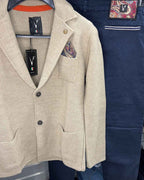 Giacca Monopetto Links tortora con interno collo e pochette in tessuto V2 - Seipuntozerostore