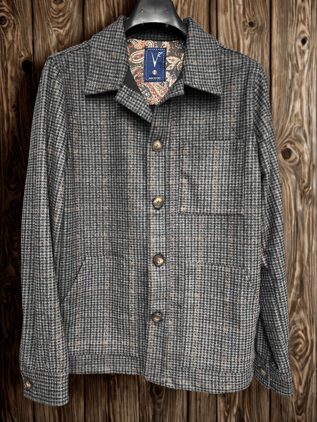 Giacca Sahariana Sartoriale Pied de Poule Verde Militare con interni in tessuto V2 - Seipuntozerostore