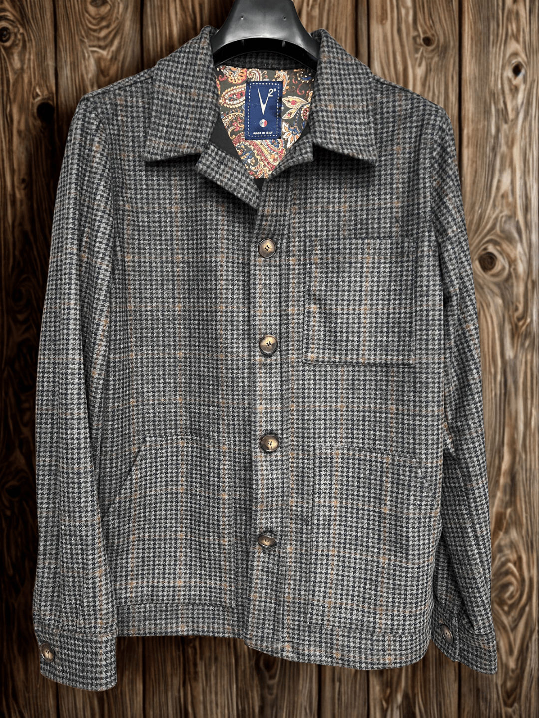 Giacca Sahariana Sartoriale Pied de Poule Verde Militare con interni in tessuto V2 - Seipuntozerostore