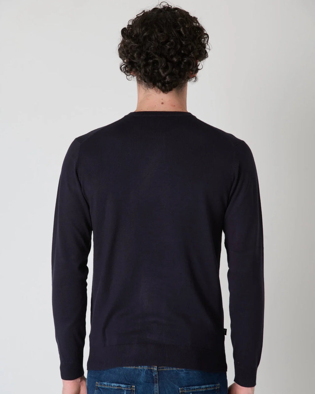 Maglione Girocollo in viscosa Blu V2 brand - Seipuntozerostore