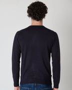 Maglione Girocollo in viscosa Blu V2 brand - Seipuntozerostore