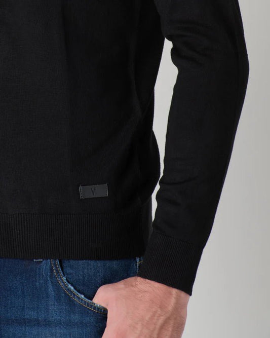 Maglione Girocollo in viscosa Nero V2 brand - Seipuntozerostore