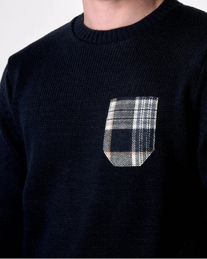 Maglione Girocollo Oslo Blu con taschino in tessuto V2 - Seipuntozerostore