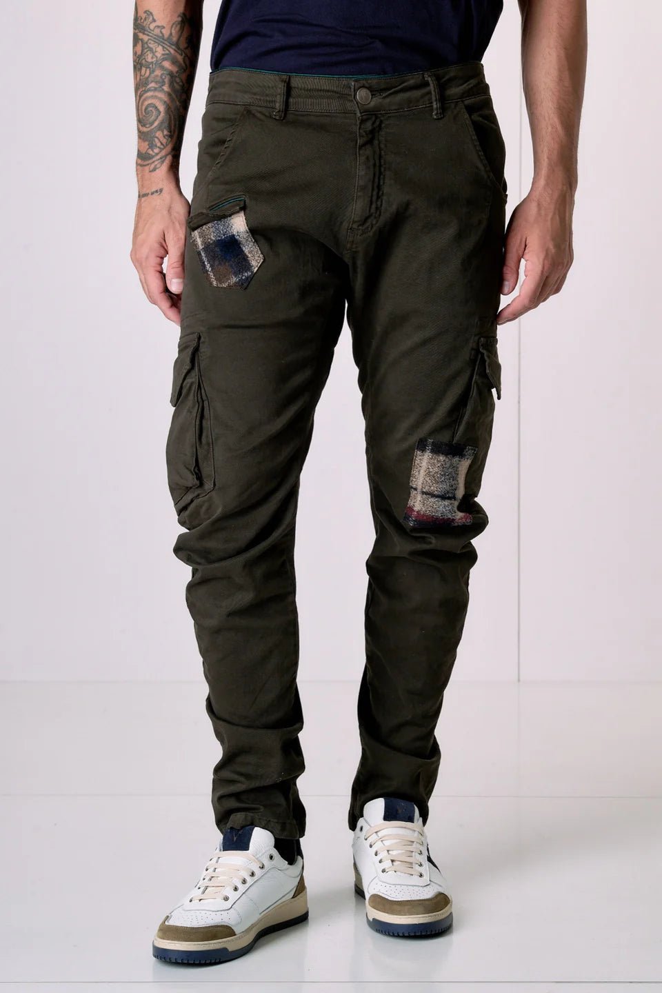 Pantalone TEXAS - Cargo Slim Moro con Patchwork in tessuto V2 - Seipuntozerostore