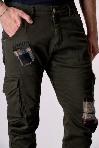 Pantalone TEXAS - Cargo Slim Moro con Patchwork in tessuto V2 - Seipuntozerostore