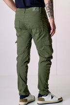 Pantalone TEXAS - Cargo Slim Verde militare con Patchwork in tessuto V2 - Seipuntozerostore
