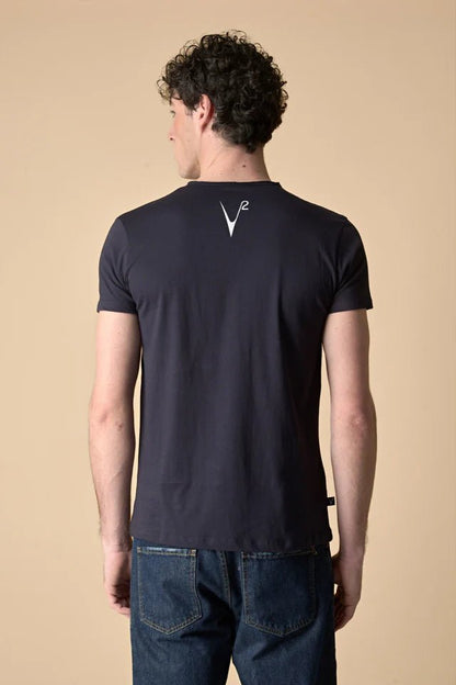 T-Shirt Blu con Taschino in tessuto V2 e schizzi di vernice - Seipuntozerostore