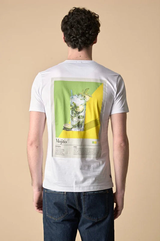 T-Shirt Bianca con ricamo Mojito e stampa sul retro V2 - Seipuntozerostore