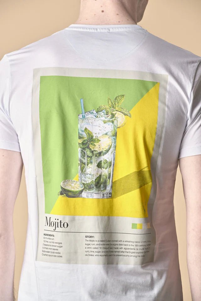 T-Shirt Bianca con ricamo Mojito e stampa sul retro V2 - Seipuntozerostore