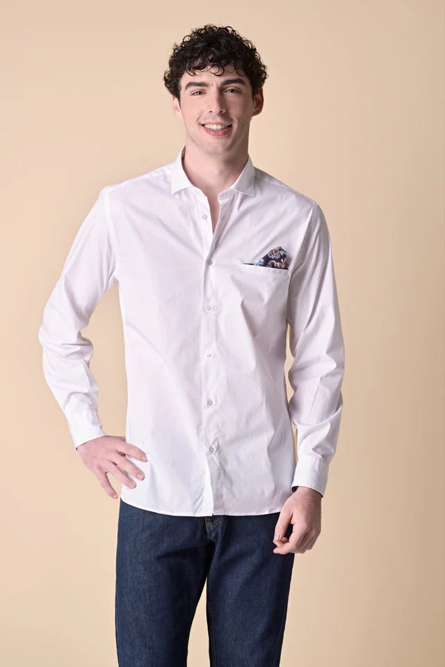 Camicia Bianca con Pochette e dettagli in tessuto V2 - Seipuntozerostore