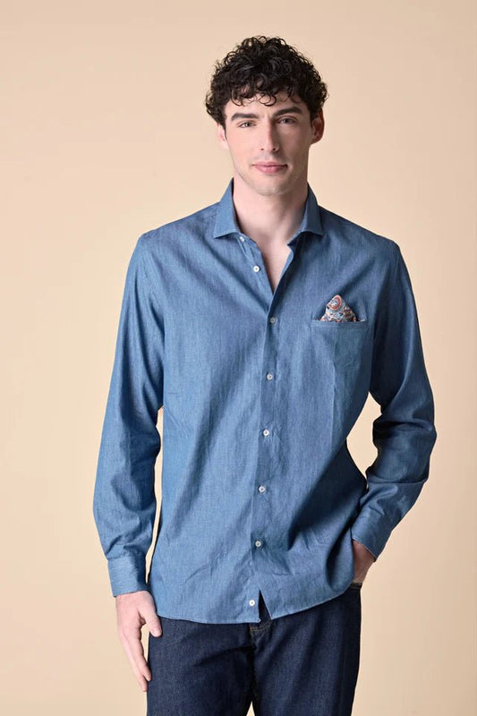 Camicia Jeans con Pochette e dettagli in tessuto V2 - Seipuntozerostore