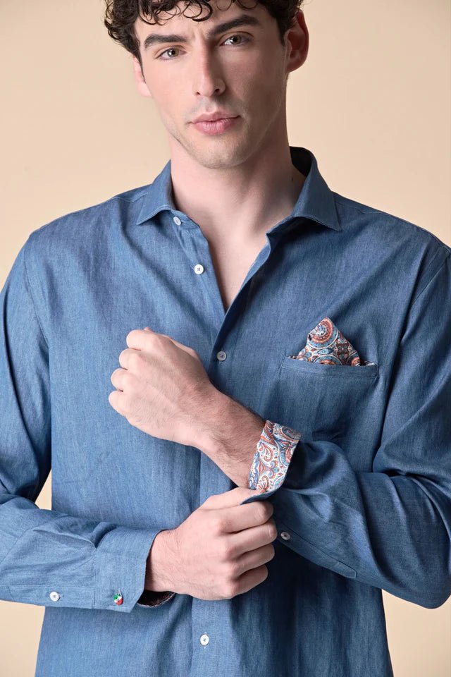Camicia Jeans con Pochette e dettagli in tessuto V2 - Seipuntozerostore