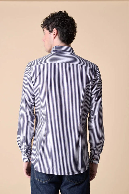 Camicia Rigata Blu con Pochette e dettagli in tessuto V2 - Seipuntozerostore