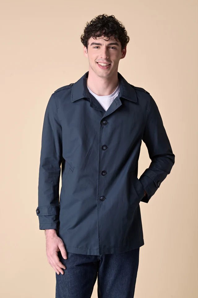 Trench in tessuto tecnico Blu V2 - Seipuntozerostore