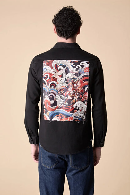 Sahariana Tinto Old Nera con Patch Stampa Samurai sul retro V2 - Seipuntozerostore