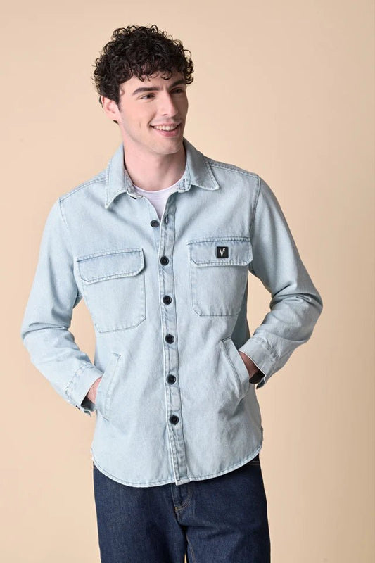 Sahariana in Jeans Lavaggio Marmorizzato con Patch Stampa Carpe sul retro V2 - Seipuntozerostore