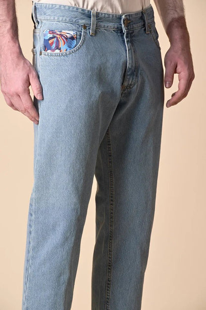 Jeans Loose Fit - azzurro con salpa e taschino in tessuto V2 - Seipuntozerostore