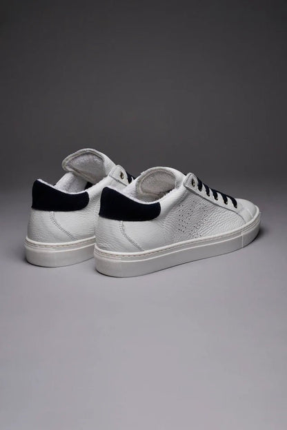 PROMO - 30% NEL CARRELLO Sneakers a suola bassa bianca con retro e lacci blu V2 Brand - Seipuntozerostore