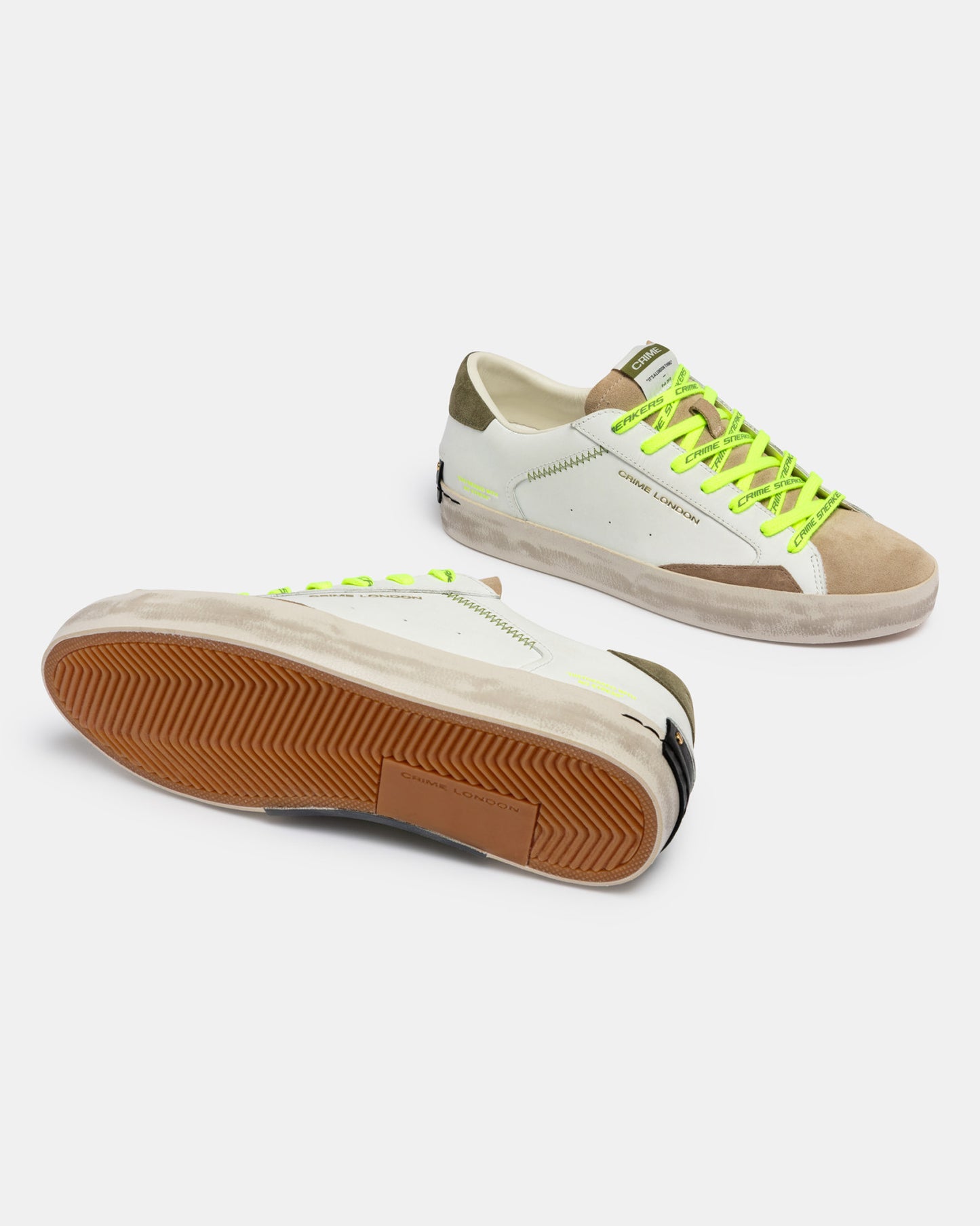 Sneakers DISTRESSED ARMY GREEN Crime London - Seipuntozerostore