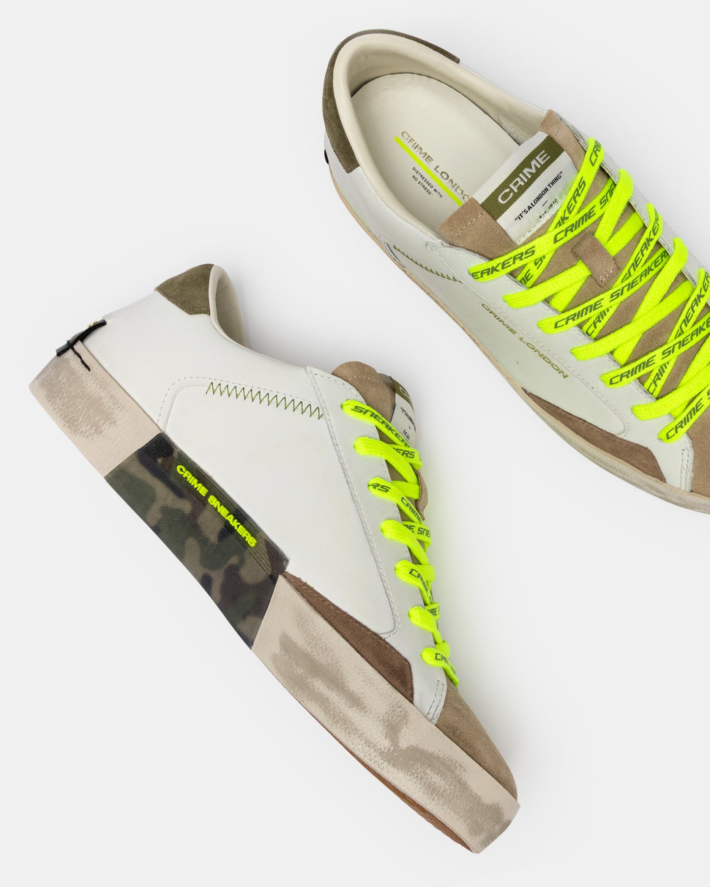 Sneakers DISTRESSED ARMY GREEN Crime London - Seipuntozerostore