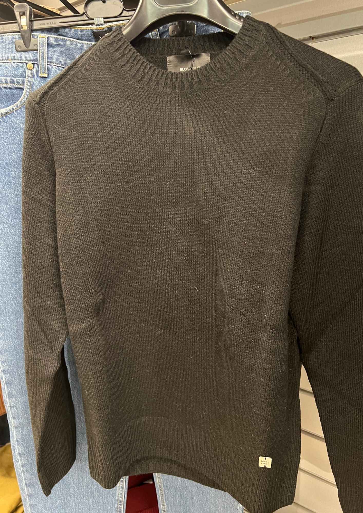 Maglia giro collo misto lana Block nero Eleven - Seipuntozerostore