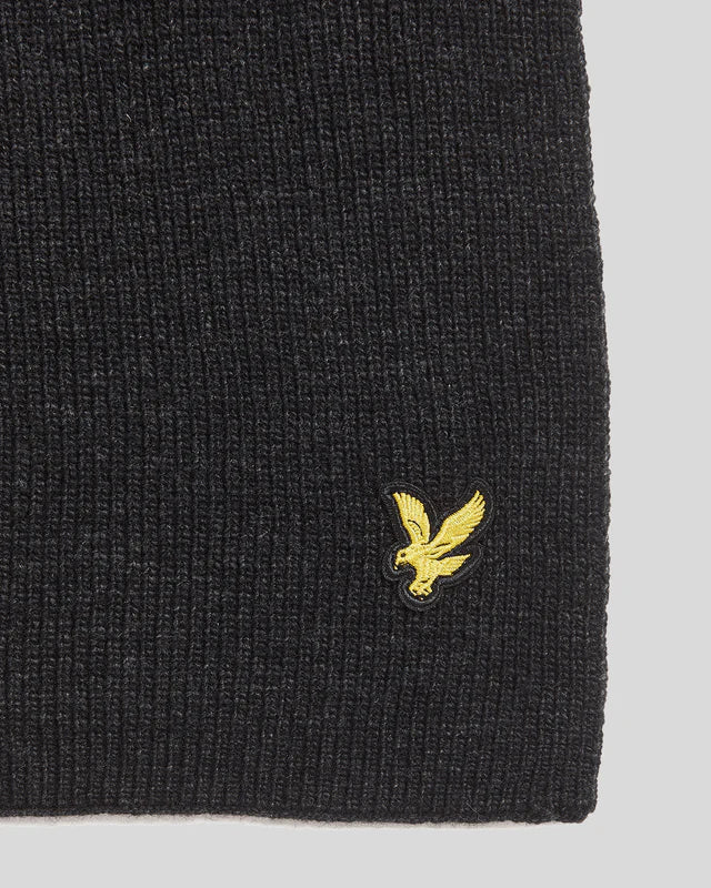 Sciarpa Lambswool Blend Ribbed Scarf Lyle & Scott Nero - Seipuntozerostore