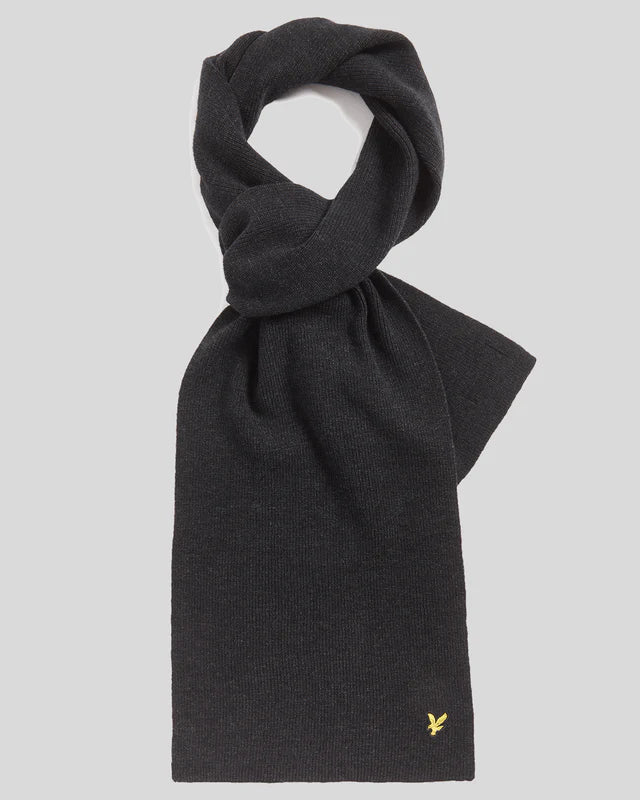 Sciarpa Lambswool Blend Ribbed Scarf Lyle & Scott Nero - Seipuntozerostore