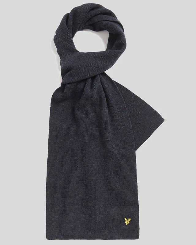 Sciarpa Lambswool Blend Ribbed Scarf Lyle & Scott Blu - Seipuntozerostore